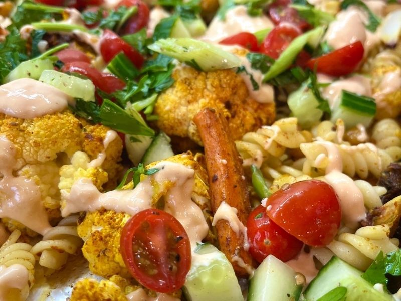Charmaine Broughton Blog Recipes Char’s Sheet Pan Chickpea & Pasta Shawarma