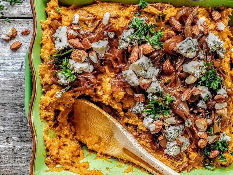 Charmaine Broughton Blog Recipe Char’s Sweet Potato Mash with Caramelized Onions & Blue Cheese