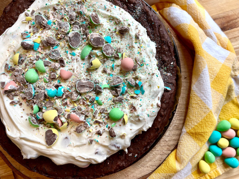 Charmaine Broughton Blog Recipe Black Bean Brownie Cake with Whipped Cream Cheese Frosting & Mini Eggs