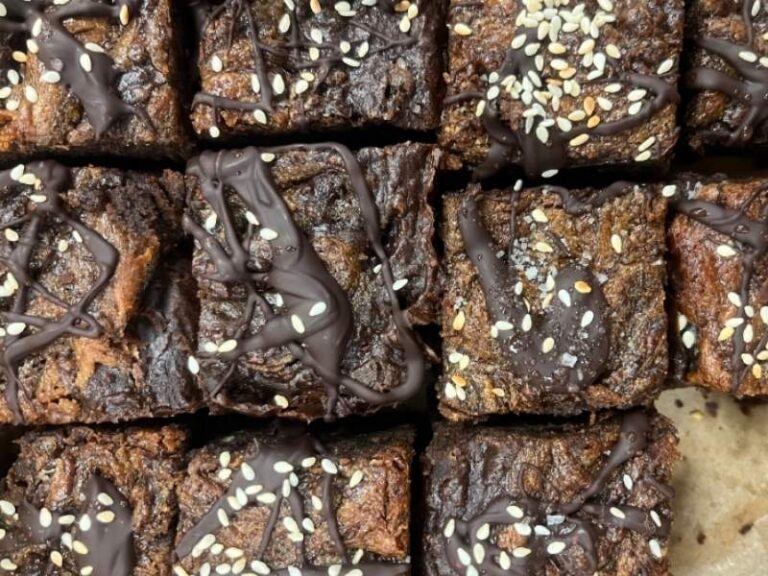 Charmaine Broughton Recipe Char’s Fudgy Chickpea Brownies with Tahini & Molasses Swirl