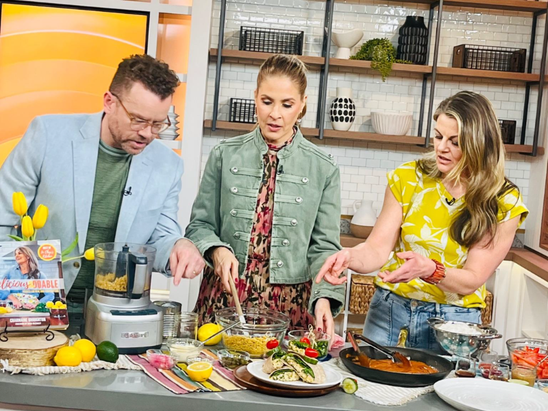 Charmaine Broughton on Breakfast television with hosts Tim & Dina