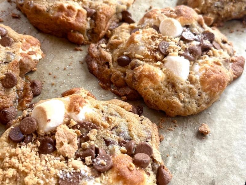 Char’s Jumbo Double Chocolate S’mores Cookies