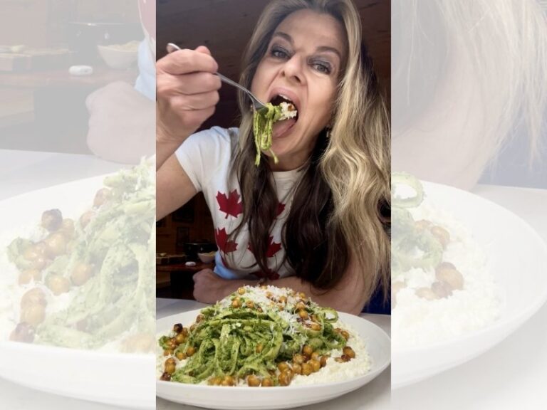 Char’s Pesto Pasta Fettchin-eh! With Whipped Feta and Roasted Chickpeas